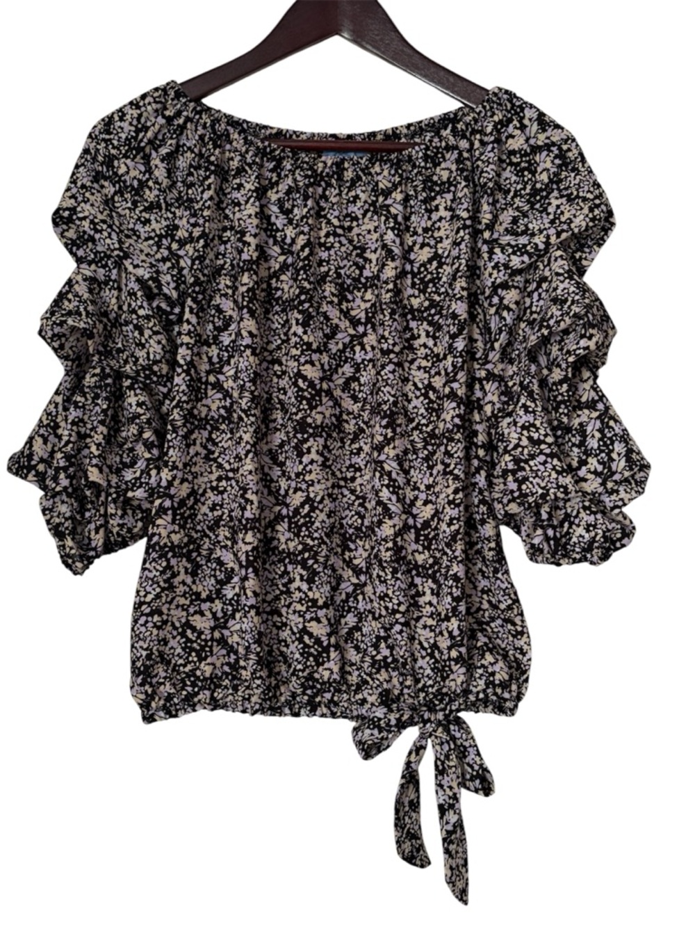 CeCe women's floral off shoulder top/blouse with tiered puffed sleeves size XS/S